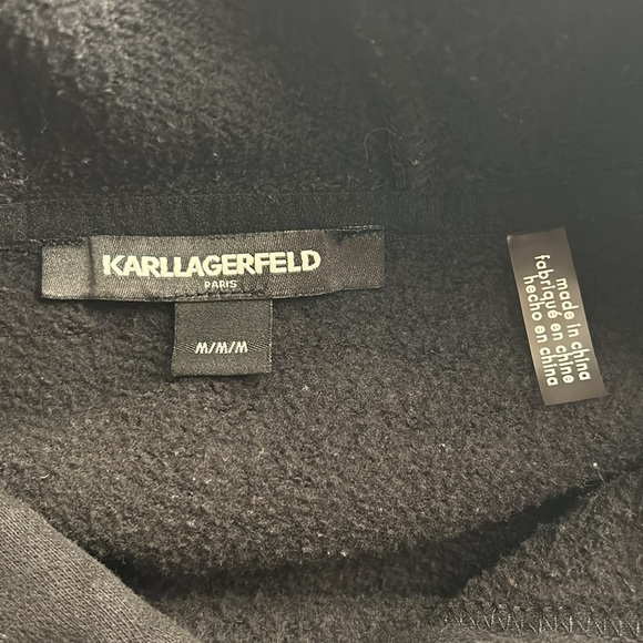 Karl Lagerfeld Paris Mens Colour Block Solid Pullover Hoodie Black US Size M - Picture 8 of 10